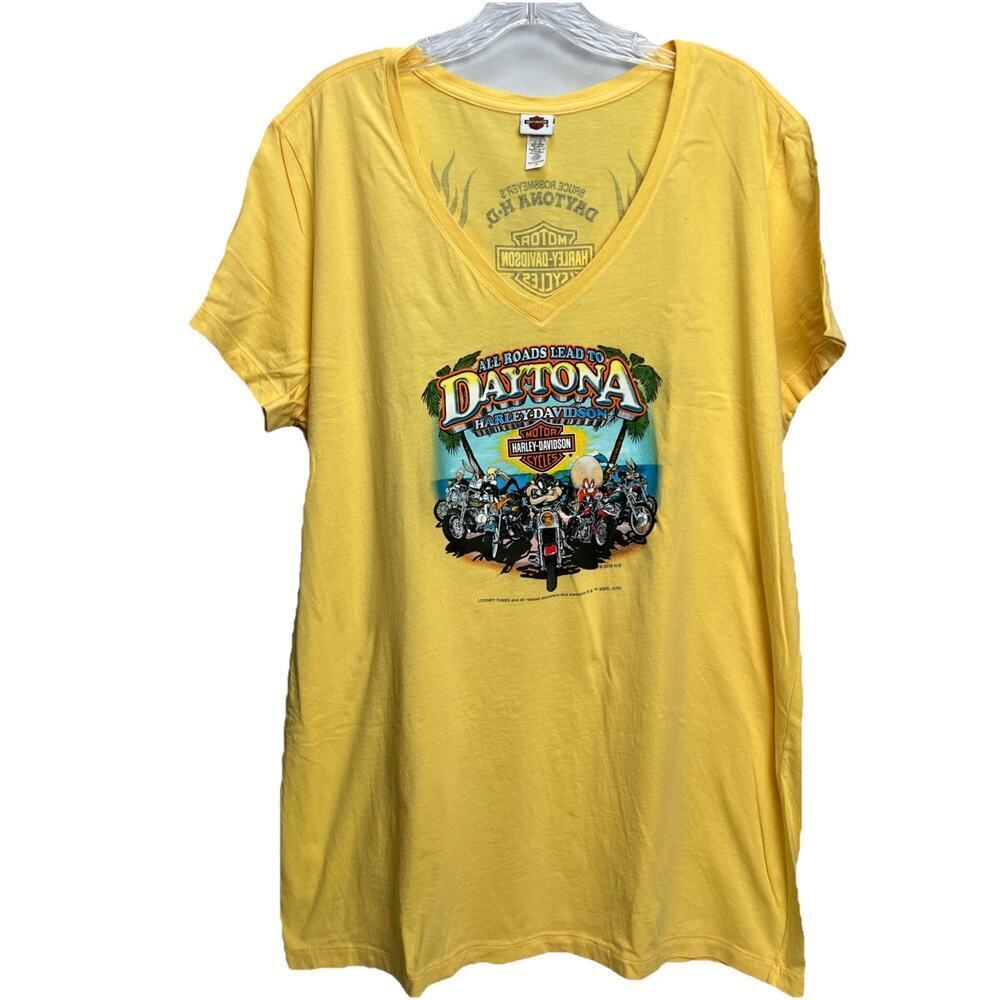 Womens Looney Tunes Harley Davidson T Shirt Daytona Double Sided 2X